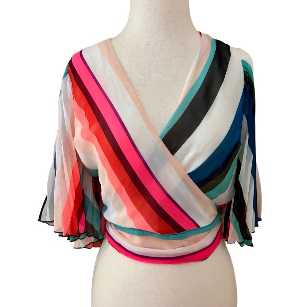Express Multicolor Striped Chiffon Wrap Top – Size Medium